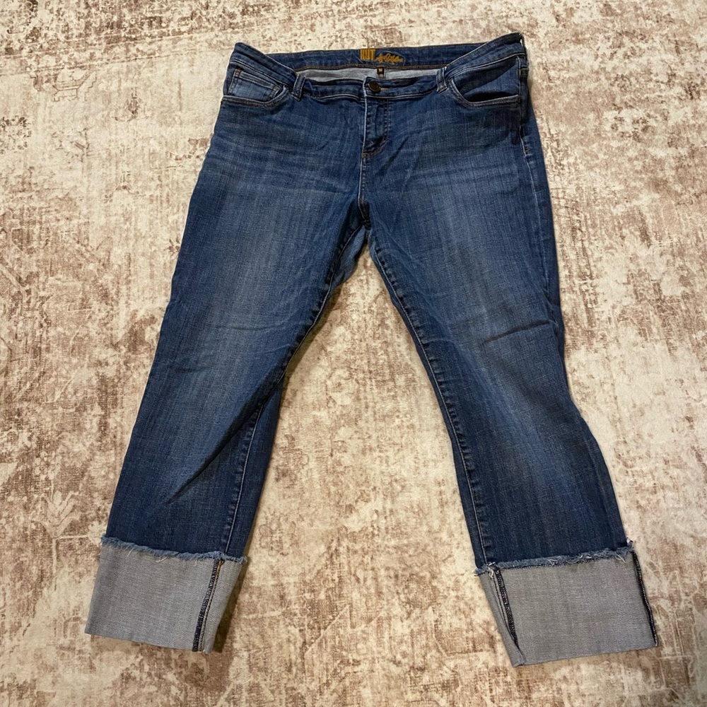 KUT cuffed denim jeans.